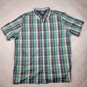 KingSize green plaid short sleeve‎ dress shirt men's 3XL Tall